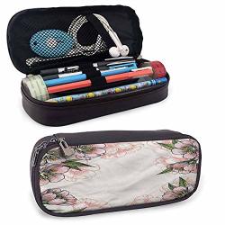 Peach Lightweight Holder Case Botanical Spring Flowers For Pens Pencil Samsung Stylus Tools USB Cable And Other Accessories 8"X3.5'X1.5'