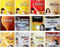 Maxim Caffe Bene Rose Bud & Nam Yang Korean Popular Instant Premium Coffee Mix - Variety Unique Assortment Pack 60 Sticks - 11 Flavors