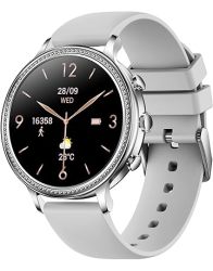 Smartlady - Smartwatch For Women Calls Messages Health Fitness Battery Life 10 Days Compatible With Ios And Android Silicon Silver