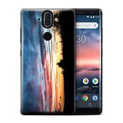 STUFF4 Phone Case cover For Nokia 8 Sirocco 2018 RED Orange & Blue Design sunset Scenery Collection