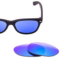 Lenzflip Replacement Lenses For Rb 2132 Ray-ban New Wayfarer RB2132 52MM - Gray Polarized With Blue Mirror Lenses