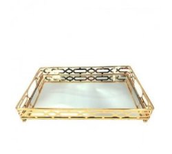 Decorative Tray Vintage Gold Mirror Metal Tray Rectangulal