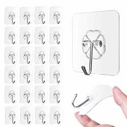 Wall Hooks Sandistore Strong Transparent Suction Cup Sucker Transparent Reusable Seamless Hooks Waterproof And Oilproof Bathroom Kitchen Heavy Duty Self Adhesive Hooks 24PCS