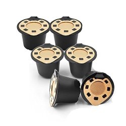 Brbhom Refillable Capsules Pods Reusable Nespresso Coffee Capsule Filters Set Of 6 Compatible With Nespresso Machines