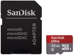 SanDisk 32GB Ultra Android Class 10 USH-l Micro SD & Adapter