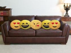 34.5cm Emoji Expressions Yellow Round Throw Pillows Plush Sofa Bed Car Cushion Gift