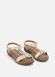 Metallic T-bar Comfort Sandals