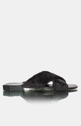 Ladies' Criss Cross Slide Sandals - Black - Black UK 5