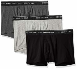Kenneth Cole New York Men's Cotton Stretch Trunk 3 Pk 3 Pack - Black Heather Grey Dark Grey XL