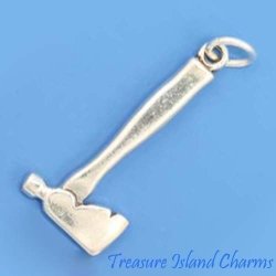 Fire Fighter Axe Hatchet Tool Ax 3D 925 Solid Sterling Silver Charm Pendant Crafting Key Chain Bracelet Necklace Jewelry Accessories Pendants