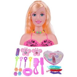 Half Body Makeup Hairstyle Doll Mannequin Head Pretend Play Toys Girls Gift