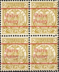 Transvaal 1893 Overprint Unmounted Mint Block Top Pair 12-5MM & Bottom Pair 13-5MM PERF12-5 Reprints