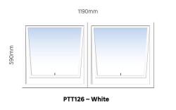 Top Hung Aluminium Window White PTT126 2 Vent W1200MM X H600MM