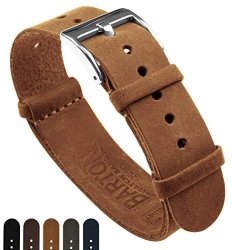 Barton Leather Nato Style Watch Straps - Choose Color Length & Width - Gingerbread Brown 20MM Standard Band