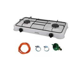 2 Plate Gas Stove 2 Burner Stainless Steel Including Ful Set - White