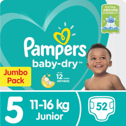 Pampers Baby Dry - Size 5 Jumbo Pack - 104 Nappies