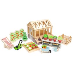 Wooden Dollhouse Furniture Greenhouse And Garden Set