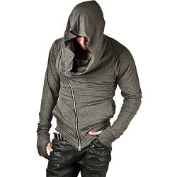 Zuevi Men's Cool Side Zipper Assassin's Robe Hoodies Grey-l