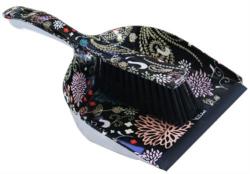 Handheld Brush And Dustpan Set Black Floral Design No Packaging Out Of Box Failure Warranty