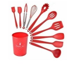 Cooking Utensil Set 11 Piece With Holder - Red