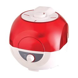 HealthSmart Bubble Mist Cool Mist Ultrasonic Humidifier Whisper Quiet Filter Free Red And White