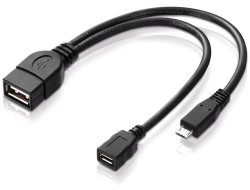 Micro USB Host Otg Cable With Micro USB Power Connector 20CM - 2 Pack
