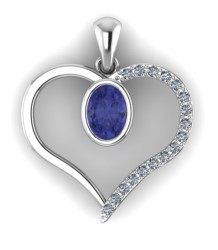 Cd Designer Jewelry 1.01ct Tanzanite & Clear Cz Heart Pendant In 925 Sterling Silver