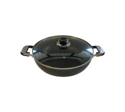 28CM Non Stick Wok With Glass Lid & Double Handles