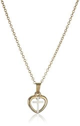 Children's And Baby's 14K Gold-filled Open Heart With Cross Two-tone Pendant Necklace 15