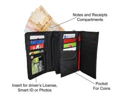 Fino Multi-compartment Faux Organizer Cross Body Shoulder Bag + Pu Leather Purse Value Pack - Black 22006+133-093