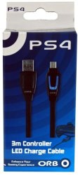 Orb LED 3M Micro USB Controller Charging Cable PS4