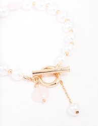 Goldair Gold Pearl Beaded T&o Bracelet