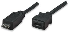 307413 Micro USB Bm To Micro USB Female Hi-speed USB 2.0 Extension Cable 1M -black