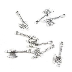 190 Pieces Antique Silver Tone Jewelry Making Charms Pendant Findings Craft Supplies Bulk Lots Arts W5IZ7 Axe Hatchet