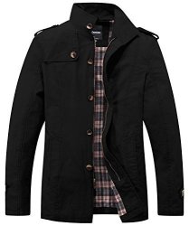 Wantdo Men's Stand Collar Cotton Classic Jacket Us Large Black
