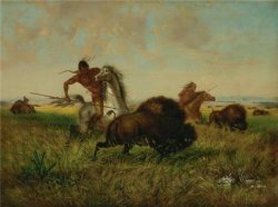 CaylayBrady Oil Painting 'john Dare Howland Buffalo Hunt About 1868' Printing On Perfect Effect Canvas 30X40 Inch 76X102 Cm The Best Foyer Artwork And