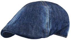 Plain Men's Cotton Duckbill Ivy Cap Cabbie Driving Hat Golf Cap Denim-blue Small medium