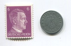 Hitler Rare Nazi Swastika 1 Reichspfennig German Coin World War Two WW2 With Purple Head Stamp Mnh