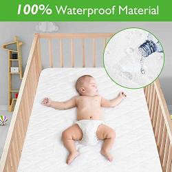 Adoric Baby Waterproof Crib Mattress Pad Cover Premium Breathable Bamboo Fiber Ultra Comfortable Toddler Bed Fitted Mattress Protector