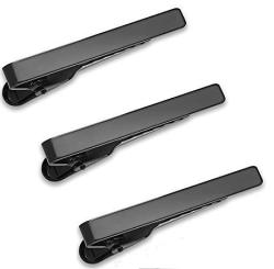Tie Bar Set 3-PC Tie Clips For Skinny Ties 1.5 Inch W Gift Box Puentes Denver Black