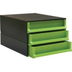 Bantex Texo Modular 3 Drawer Storage System - Lime Green