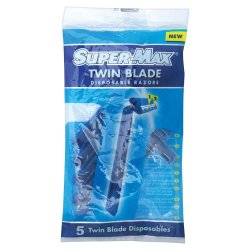 Super-max Men's Twin Blade Disposable Razors 5EA