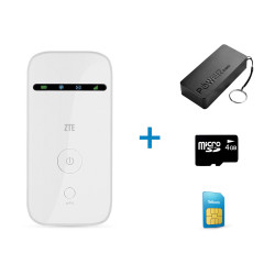 ZTE MF65 3G MiFi Pocket Router Bundle incl 1.2GB Starter Pack + Accessories