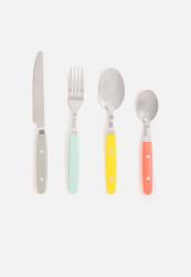 Present Time Cutlery Set Colour Blocking Assorted- Set Of 16