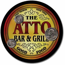 Zuwee Brand Bar And Grill Coaster Set Personalized With The Atto Family Name