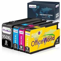 Officeworld Compatible Ink Cartridge Replacement For Hp 950 951 950XL 951XL For Hp Officejet Pro 8600 8610 8620 8630 8640 8100 8625 8615 251DW 271DW 276DW Printer 1 Black 1 Cyan 1 Magenta 1YELLOW