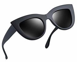 Retro Cat Eye Polarized Sunglasses Women Vintage Cateye Sun Glasses UV400 Shades Matte Black