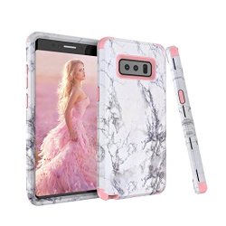 Nesee Granite Marble Contrast Color PC Hard Phone Cover Case For Samsung Galaxy Note 8 6.3 Inch Pink