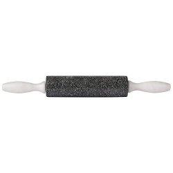 HealthSmart 16" Total Length 8" Charcoal Colored Granite Rolling Pin With White Marble Handles