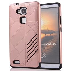 Huawei Mate 7 Case Ranyi Stripe Armor Series Shock Absorbing Luxury Striped Design Hard Cover + Inner Soft Rubber 2 In 1 Rugged Full